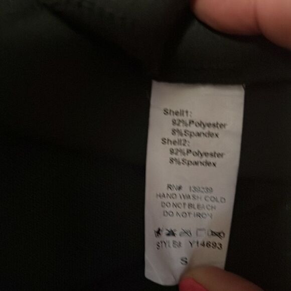 Small Black Do+Be Midi Pencil Skirt Mesh Trim Panel Hem Long Pull On Elastic EUC - Picture 7 of 8